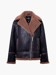 French Connection Black Suedette Zip Up Jacket - Image 8 of 8