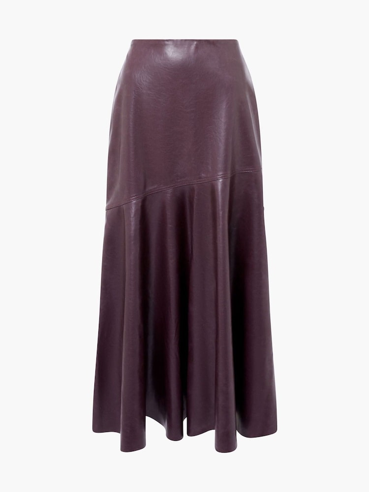 French Connection Red Kayleigh PU Fluted Midi Skirt - Image 1 of 4 French Connection Red Kayleigh PU Fluted Midi Skirt - Image 1 of 4