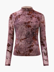 French Connection Purple Kenny Mesh Velvet Burnout Top - Image 1 of 1