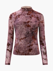 French Connection Purple Kenny Mesh Velvet Burnout Top - Image 4 of 4