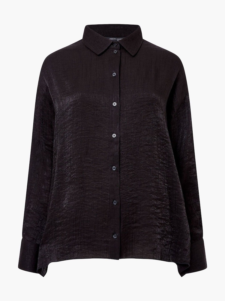 French Connection Black Terry Crinkle Top - Image 4 of 4