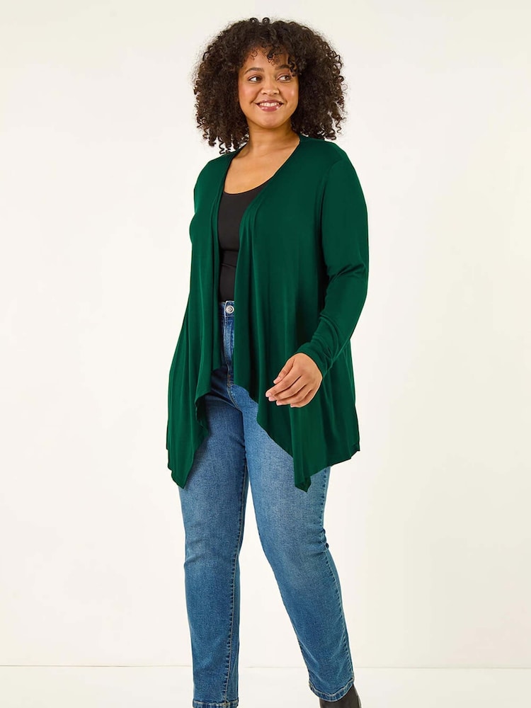 Roman Green Curve Waterfall Front Cardigan - Image 2 of 5 Roman Green Curve Waterfall Front Cardigan - Image 2 of 5