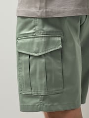 Sage Green Stretch Cargo Shorts - Image 3 of 11