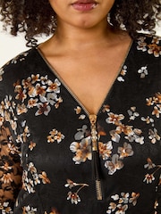 Roman Black Curve Zip Front Lace Blouse - Image 5 of 5