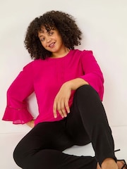 Roman Pink Curve Pintuck Pleat Blouse - Image 1 of 5