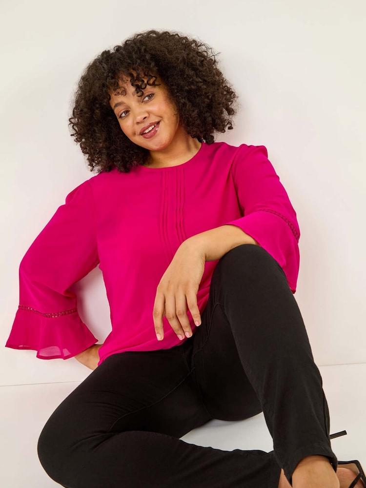 Roman Pink Curve Pintuck Pleat Blouse - Image 1 of 5 Roman Pink Curve Pintuck Pleat Blouse - Image 1 of 5