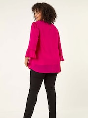 Roman Pink Curve Pintuck Pleat Blouse - Image 3 of 5