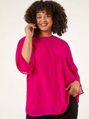 Roman Pink Curve Pintuck Pleat Blouse - Image 4 of 5