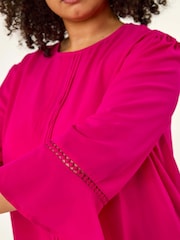 Roman Pink Curve Pintuck Pleat Blouse - Image 5 of 5