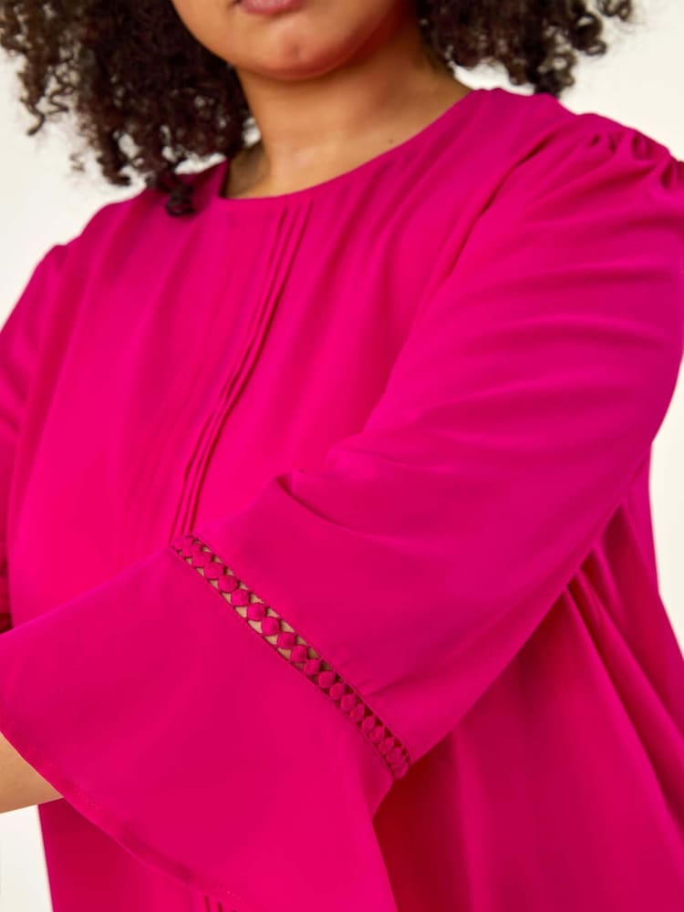Roman Pink Curve Pintuck Pleat Blouse - Image 5 of 5 Roman Pink Curve Pintuck Pleat Blouse - Image 5 of 5