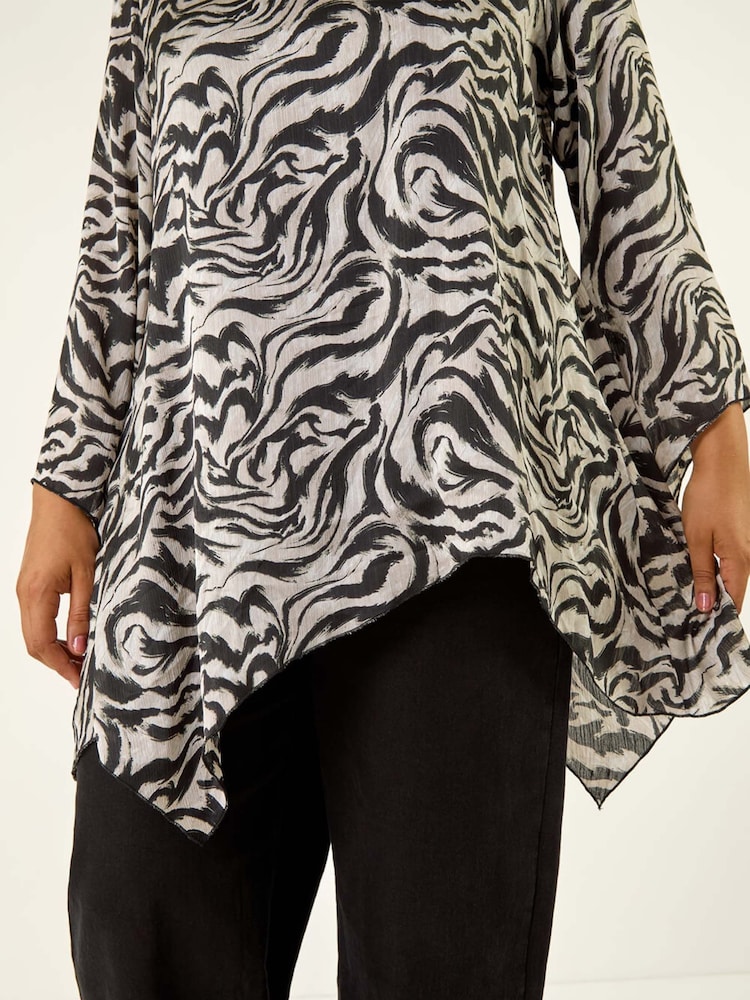Roman Grey Curve Abstract Print Tunic Top - Image 5 of 5 Roman Grey Curve Abstract Print Tunic Top - Image 5 of 5