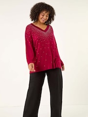 Roman Red Curve Hotfix Knit Jumper - Image 2 of 5