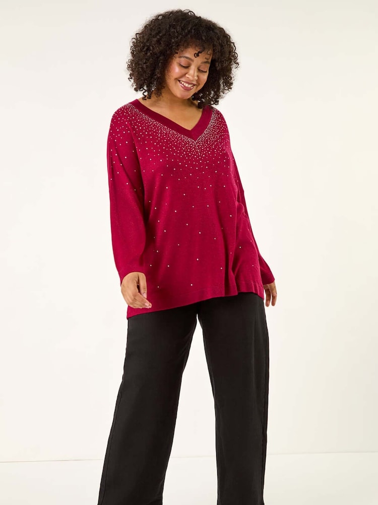 Roman Red Curve Hotfix Knit Jumper - Image 2 of 5 Roman Red Curve Hotfix Knit Jumper - Image 2 of 5