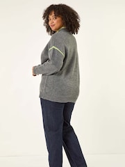 Roman Grey Curve Trim Detail Knit Jumper - Image 3 of 5
