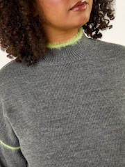 Roman Grey Curve Trim Detail Knit Jumper - Image 5 of 5