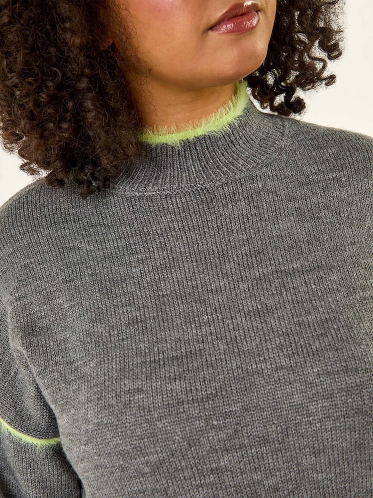 Roman Grey Curve Trim Detail Knit Jumper - Image 5 of 5 Roman Grey Curve Trim Detail Knit Jumper - Image 5 of 5