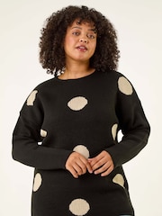 Roman Black Curve Large Spot Knit Jumper - Image 1 of 5