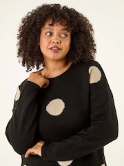 Roman Black Curve Large Spot Knit Jumper - Image 2 of 5