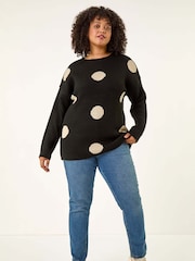 Roman Black Curve Large Spot Knit Jumper - Image 3 of 5
