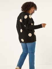 Roman Black Curve Large Spot Knit Jumper - Image 4 of 5