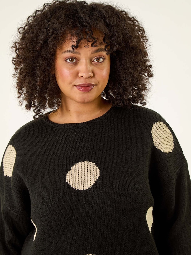 Roman Black Curve Large Spot Knit Jumper - Image 5 of 5
