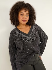 Roman Black Curve Hotfix Knit Jumper - Image 1 of 5