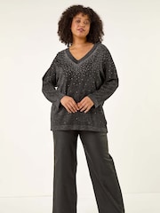 Roman Black Curve Hotfix Knit Jumper - Image 2 of 5