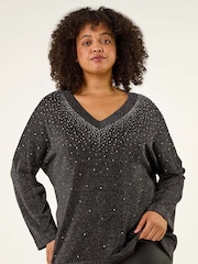 Roman Black Curve Hotfix Knit Jumper - Image 4 of 5