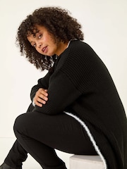 Roman Black Curve Longline Knit Cardigan - Image 2 of 5