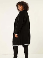Roman Black Curve Longline Knit Cardigan - Image 3 of 5