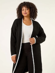 Roman Black Curve Longline Knit Cardigan - Image 4 of 5