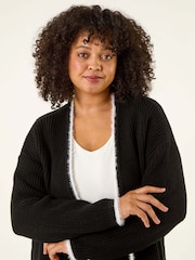 Roman Black Curve Longline Knit Cardigan - Image 5 of 5