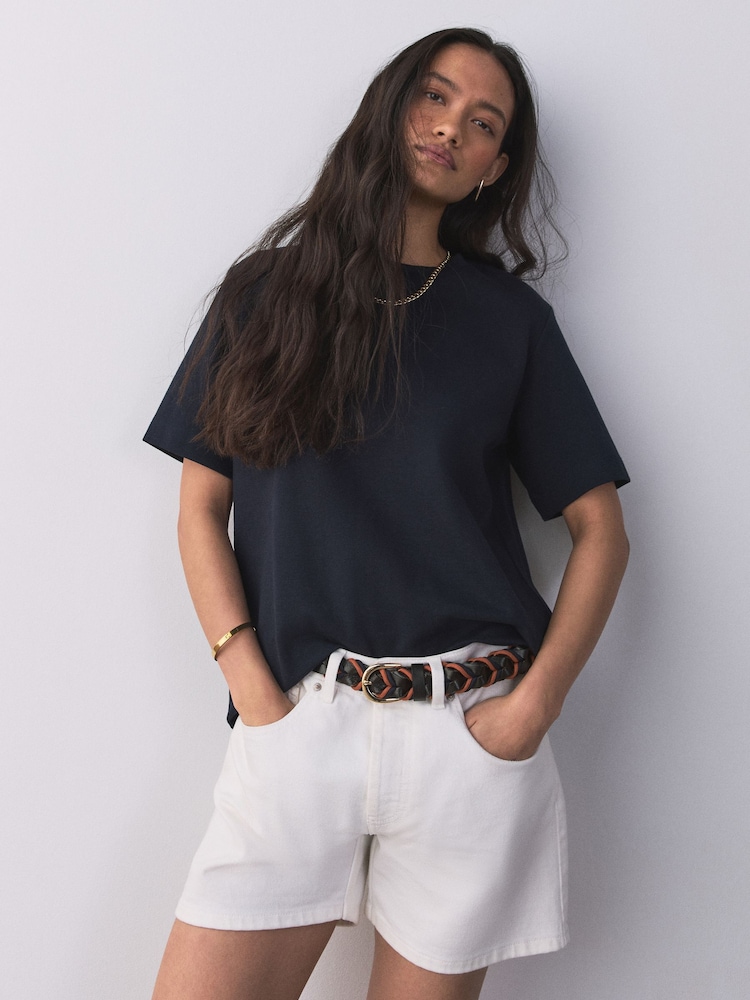 بني داكن بلون الشوكولاتة/برتقالي - حزام مضفّر من الجلد والحبل - Image 1 of 5