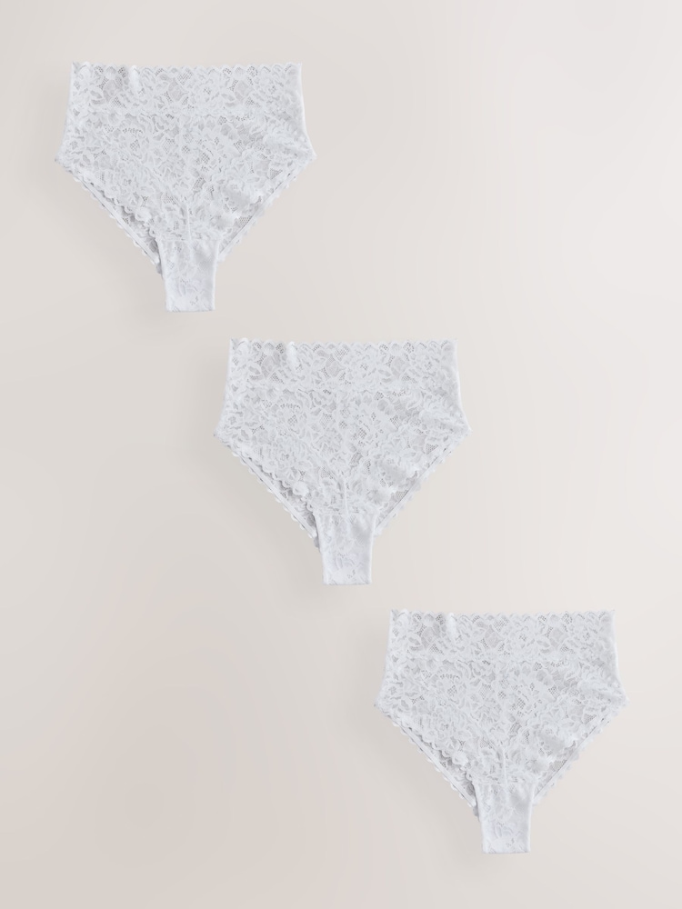 Weiß - All Over Lace Schlüpfer 3 Pack - Bild 1 von 10