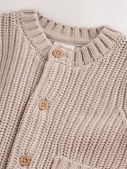 Neutral Hello World Knitted Embroidered Baby Cardigan - Image 4 of 7