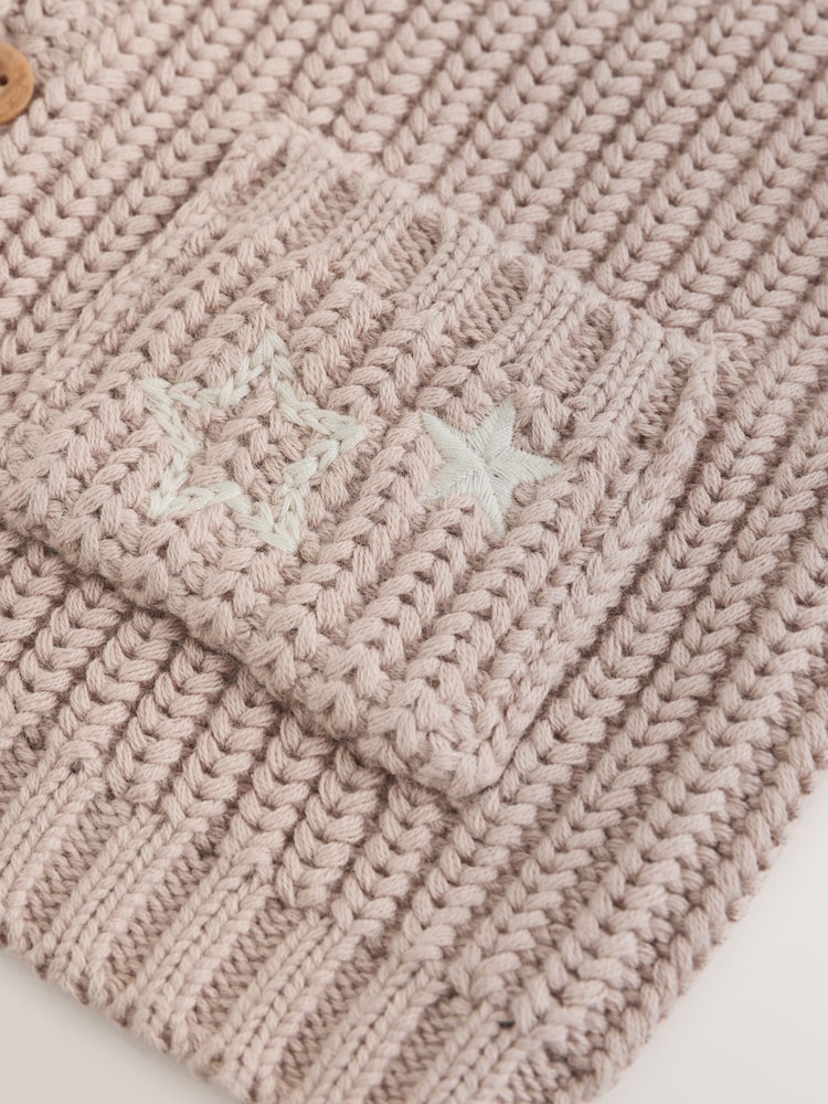 Neutral Hello World Knitted Embroidered Baby Cardigan - Image 7 of 7