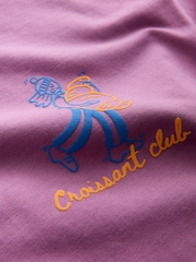Purple Croissant Oversized Graphic Print T-Shirt (3-16yrs) - Image 7 of 7