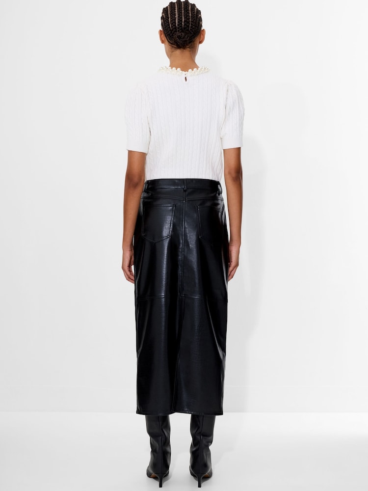 French Connection Black Brody Croc Effect Printed Skirt - Image 2 of 4 French Connection Black Brody Croc Effect Printed Skirt - Image 2 of 4