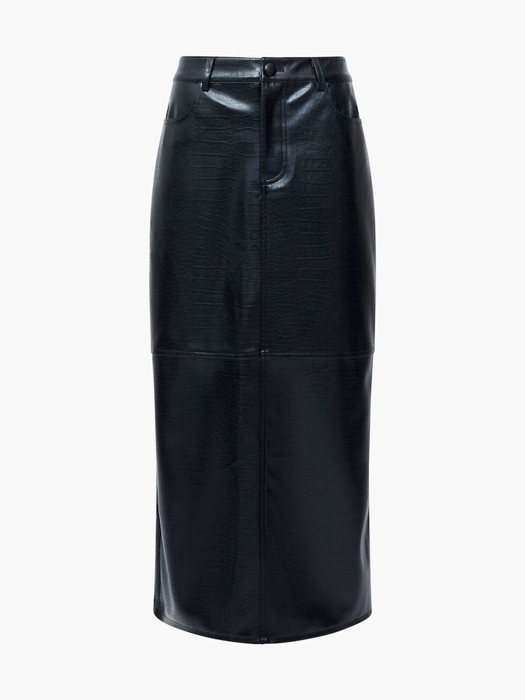 French Connection Black Brody Croc Effect Printed Skirt - Image 4 of 4 French Connection Black Brody Croc Effect Printed Skirt - Image 4 of 4