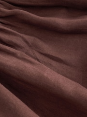 Chocolate Brown Linen Shirred Midi Summer Dress - Image 4 of 4