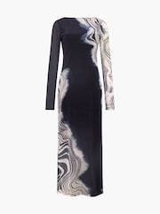 French Connection Blue Celeste Shuri Mesh Midi Dress - Image 4 of 4