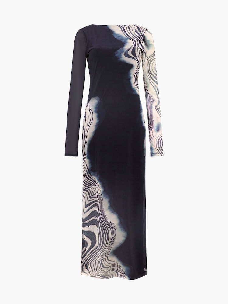 French Connection Blue Celeste Shuri Mesh Midi Dress - Image 4 of 4 French Connection Blue Celeste Shuri Mesh Midi Dress - Image 4 of 4