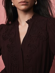 Mint Velvet Red Burgundy Ruffle Mini Dress - Image 4 of 8