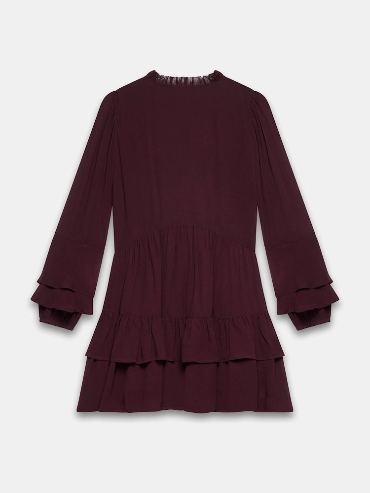 Mint Velvet Red Burgundy Ruffle Mini Dress - Image 8 of 8 Mint Velvet Red Burgundy Ruffle Mini Dress - Image 8 of 8