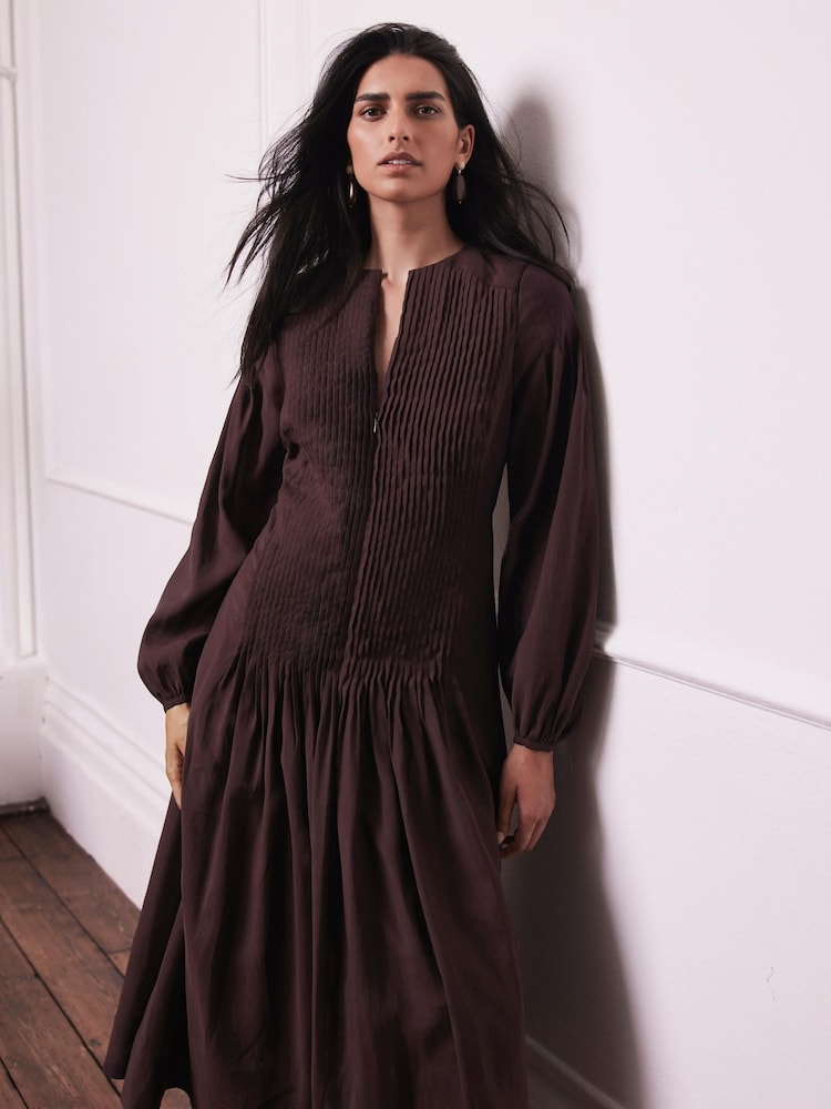 Mint Velvet Purple Pleat Detail Maxi Dress - Image 2 of 7 Mint Velvet Purple Pleat Detail Maxi Dress - Image 2 of 7