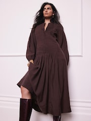 Mint Velvet Purple Pleat Detail Maxi Dress - Image 3 of 7