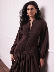 Mint Velvet Purple Pleat Detail Maxi Dress - Image 5 of 7