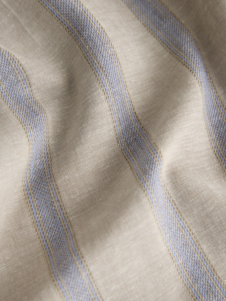 Blue/Beige Stripe N. Premium Linen Blend Knee Shorts - Image 8 of 8