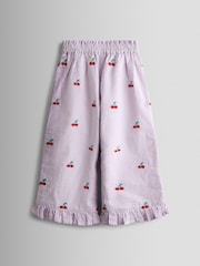 JoJo Maman Bébé Lilac Purple Cherry Embroidered Sleeveless Blouse and Trouser Set - Image 4 of 7