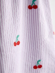 JoJo Maman Bébé Lilac Purple Cherry Embroidered Sleeveless Blouse and Trouser Set - Image 7 of 7